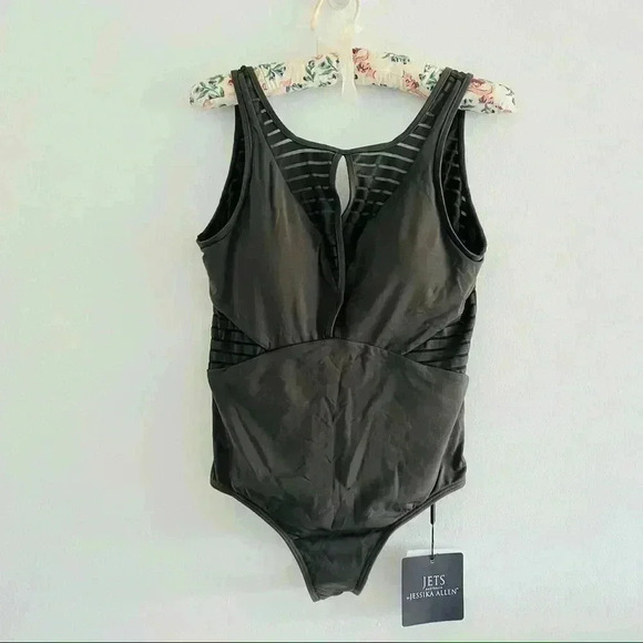 New JETS Jessica Allen One Piece Swimsuit Khaki High Neck Sz 8 - Picture 4 of 11